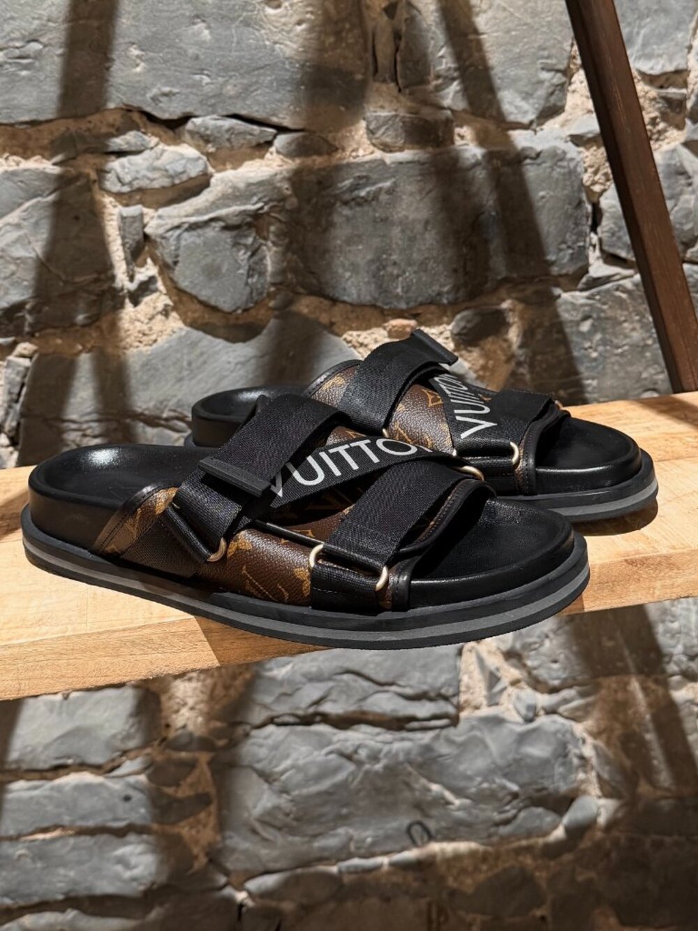 Louis Vuitton Honolulu Monogram Nylon Logo Mule Sandals